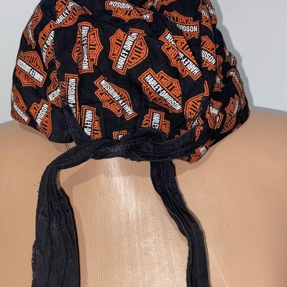Harley-Davidson Men's Multicolor Tie Back Logo Skull Durag Cap Hat Adjustable - Picture 3 of 6